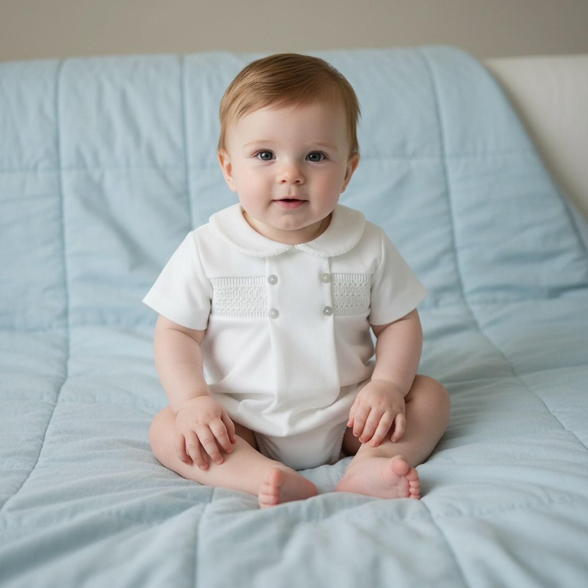 Pex  * PX04550-I Ivory Smocked Romper (NB-6 months)