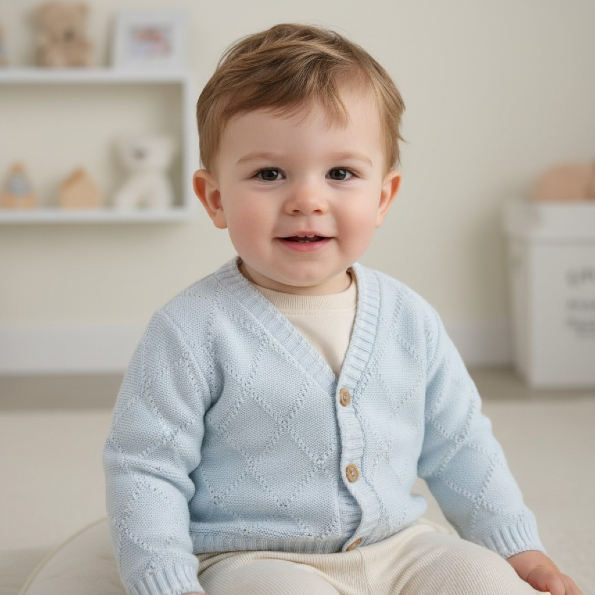 Pex B0514 * PX0514B Sky Joshua Cotton Cardigan (9-24 months)