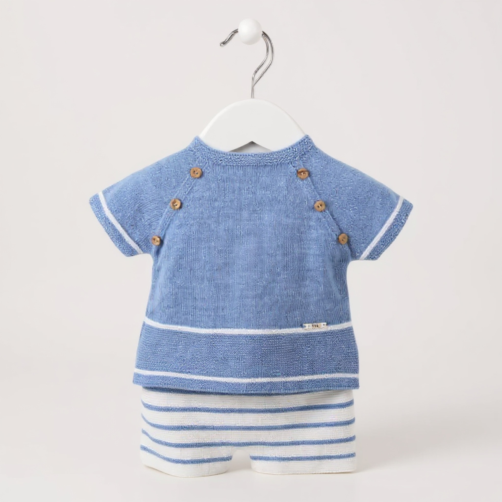 Pex B0552  PX0552-DB Casper Dusky Blue Knit Set (Nb -6months)