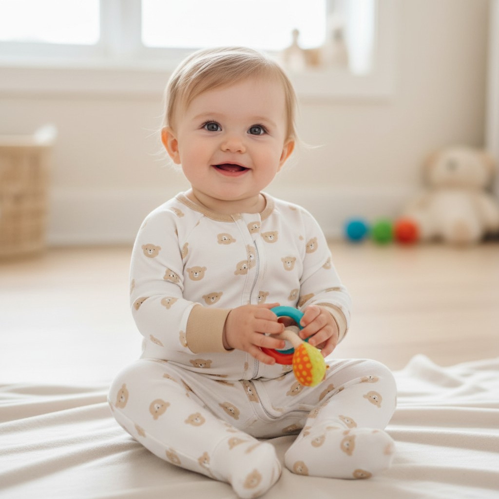 Pex B0695 * PX0695W Ted Zipped Sleepsuit (Newborn - 9 months)