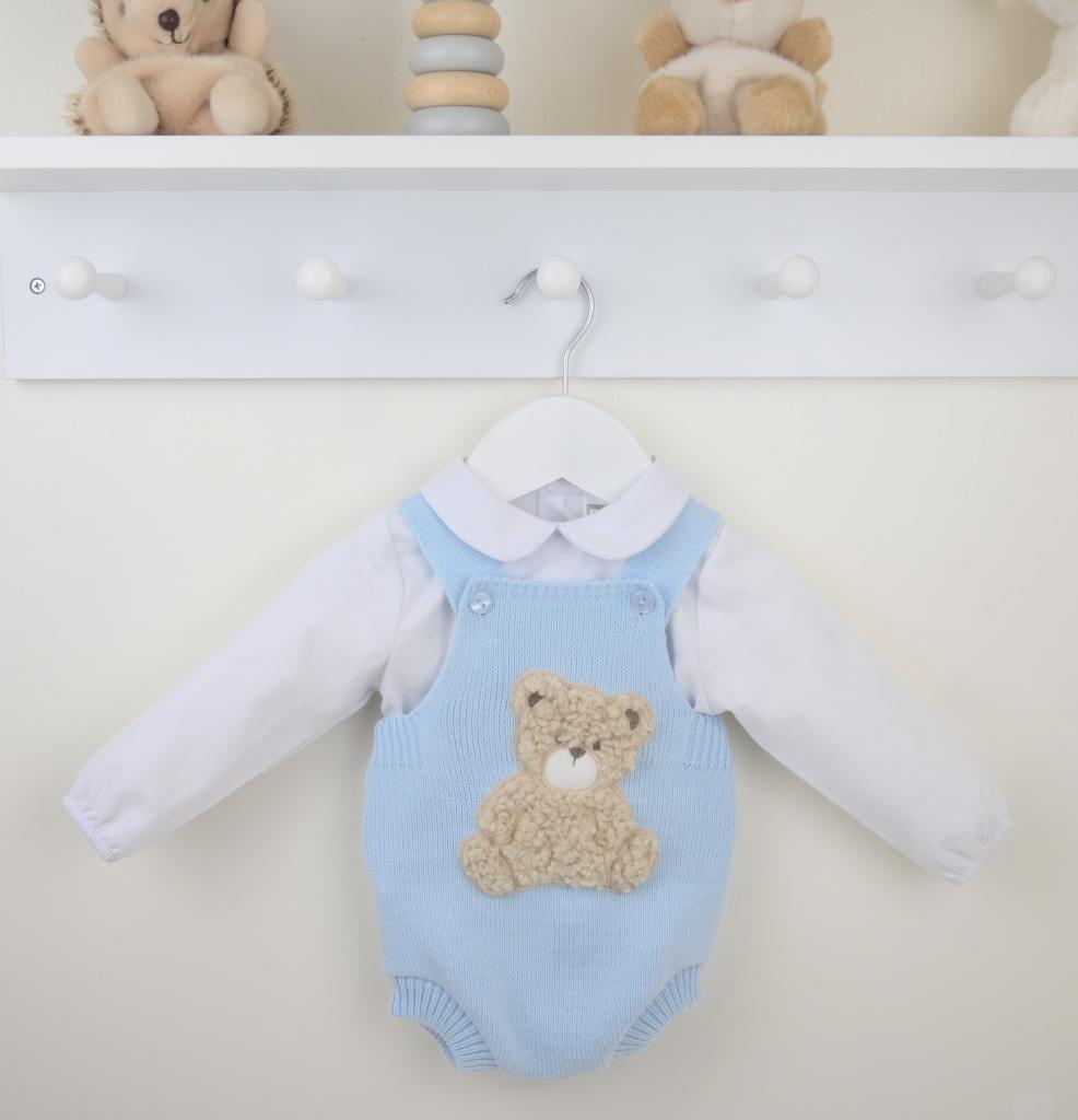 Pex B0725 * PX0725-BA Blue "Bear" Dungaree Set (Nb - 9 months)