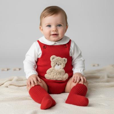 PX0725-RA  Red "Bear" Dungaree Set  (NB-6 months)