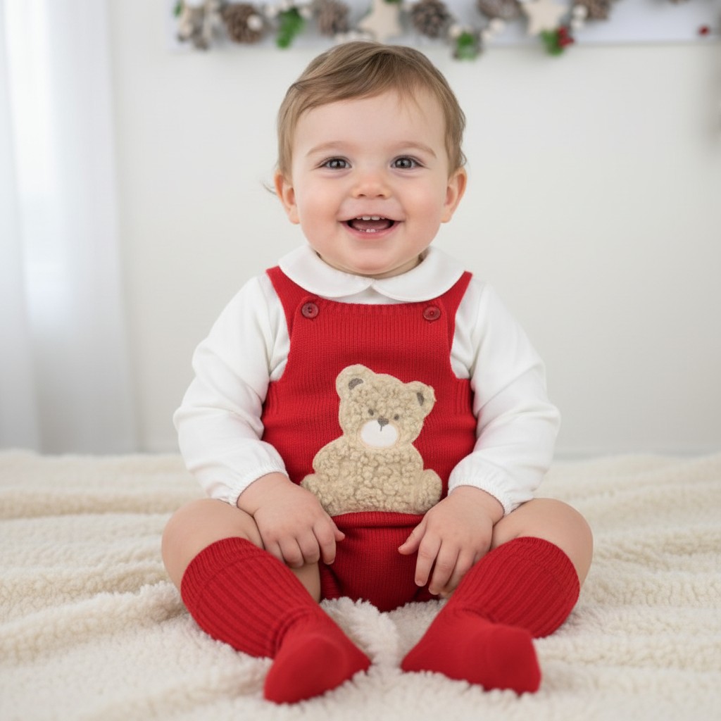 Pex B0725 * PX0725-RB Red  "Bear" Dungaree Set (6-24 months)