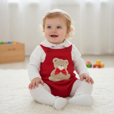 PX0726-R-B  Red "Bear" Dungaree Set  (9-24 months)