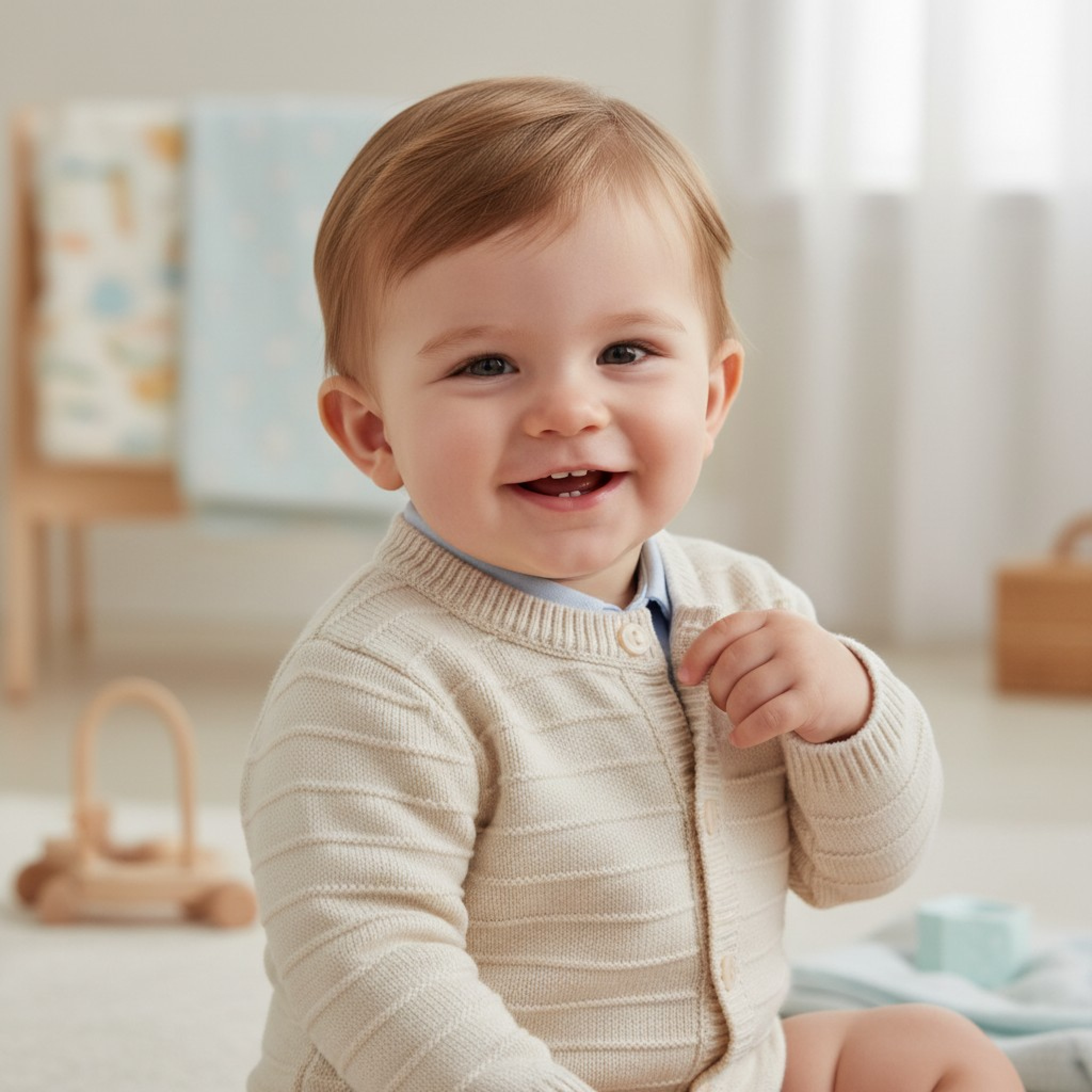 Pex  * PX0734-N-B Natural Daniel Cardigan (9-24 months)