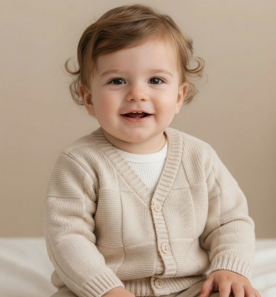 Pex  * PX0741NB Natural Lucas Cardigan (9-24 months)