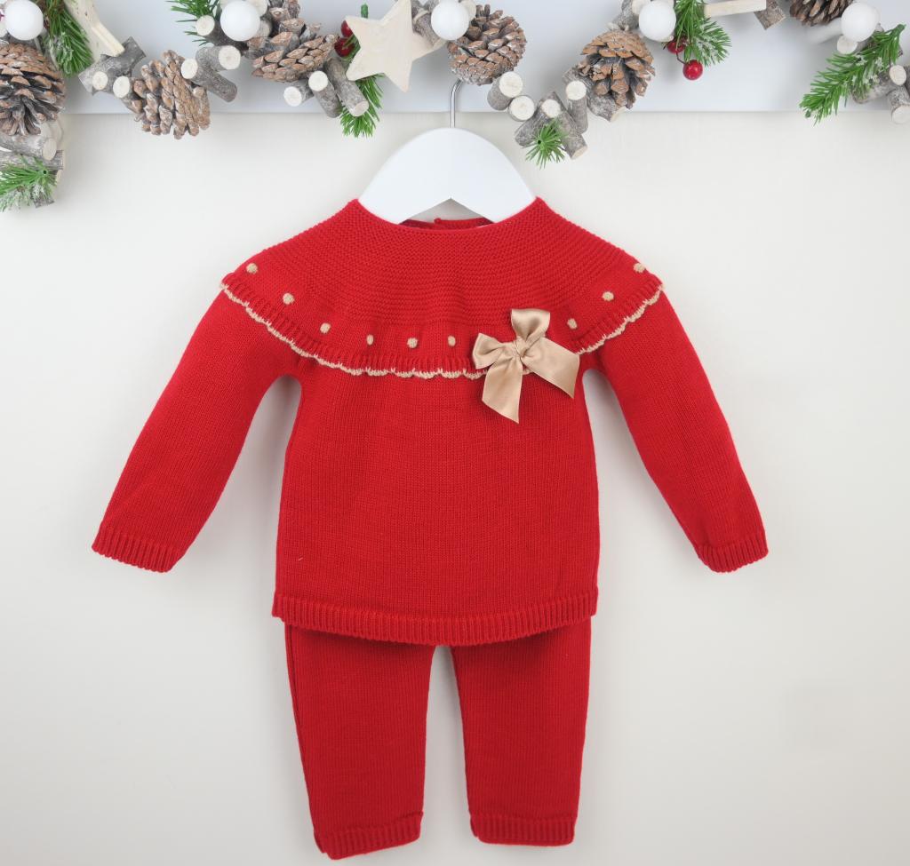 Pex B0667625 * PX0758-RA Red  Knitted trouser seuit "Amber"  (0-9 months)