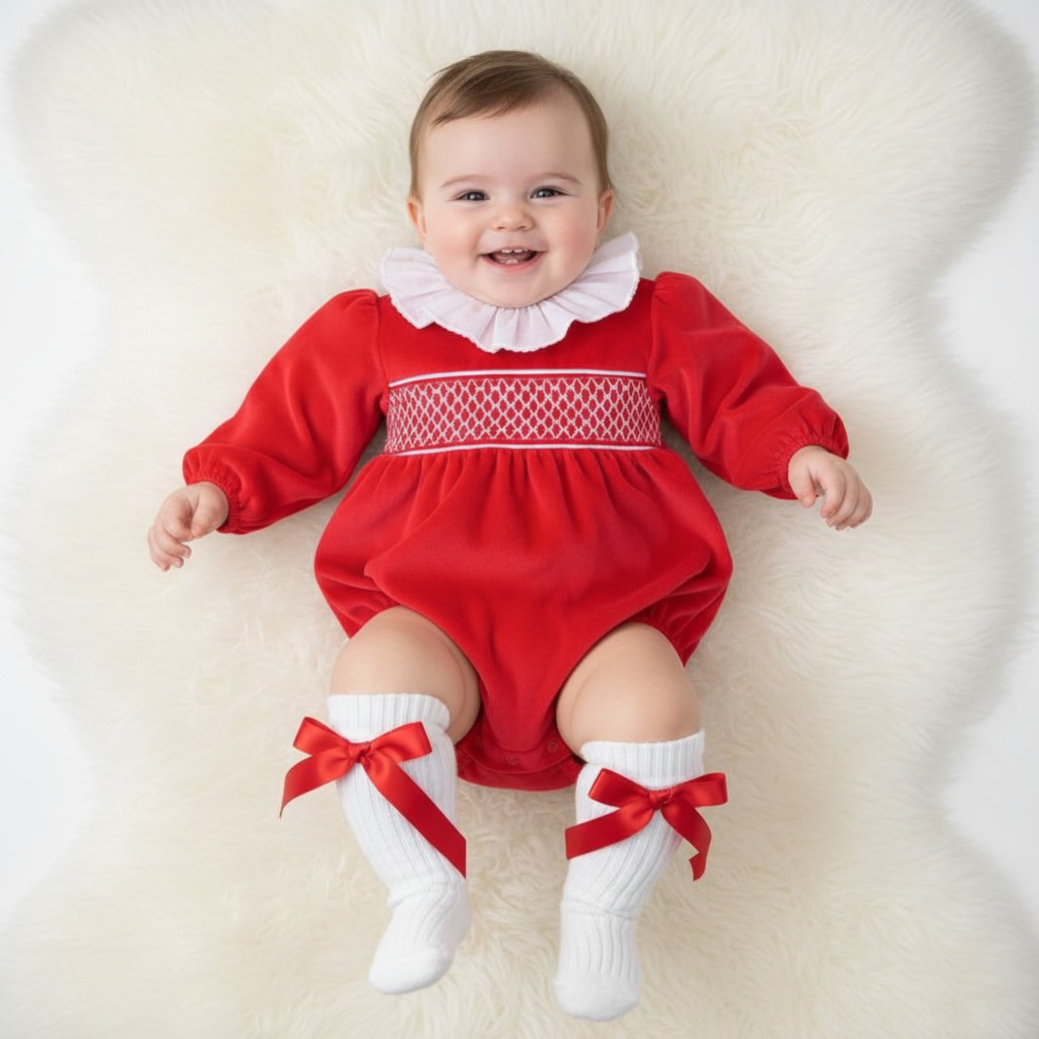 Pex B0777 * PX0777-RB Evie Red Velour Romper (9-24 months)