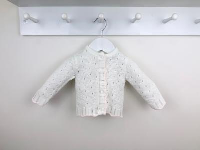 Pex B0842 * PX0862-WP-A Avery White and Pink  Cardigan (Newborn - 6 months)