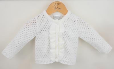 Pex B0863 * PX0863W-A  Luella White Frill Cardigan (NB-6 months)
