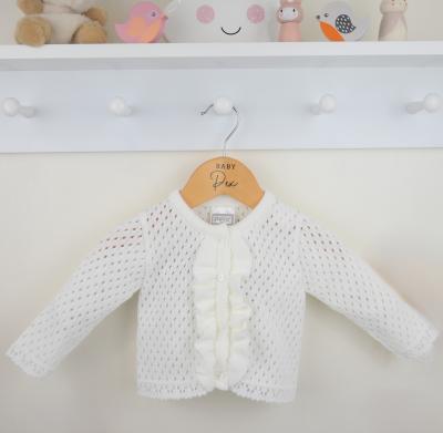 Pex B0863 * PX0863W-A  Luella White Frill Cardigan (NB-6 months)