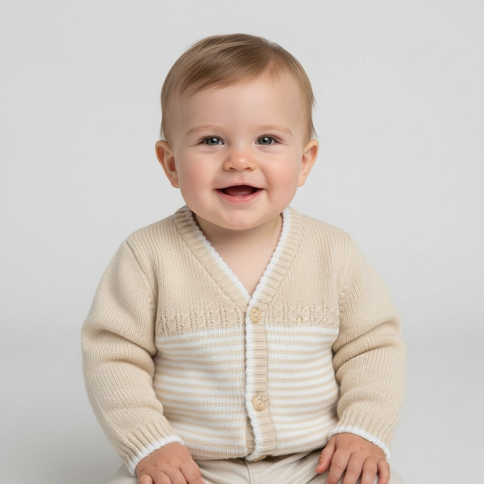Pex B0876 * PX0868-B-A Natural Marshall Cardigan (Newborn -6 months)