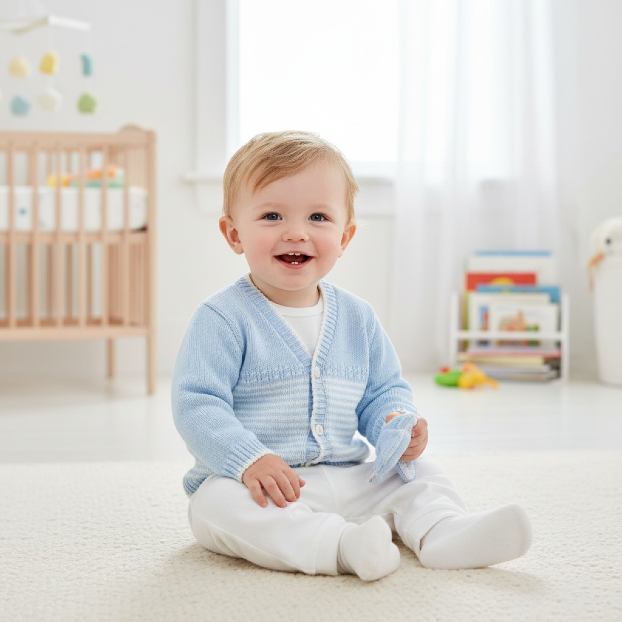 Pex B0876 * PX0868-S-B Sky Marshall Cotton  Cardigan (6-24 months)