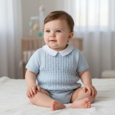 PX0873-BA   Cotton Sky Blue Leon Pants Suit  (0-9 months)