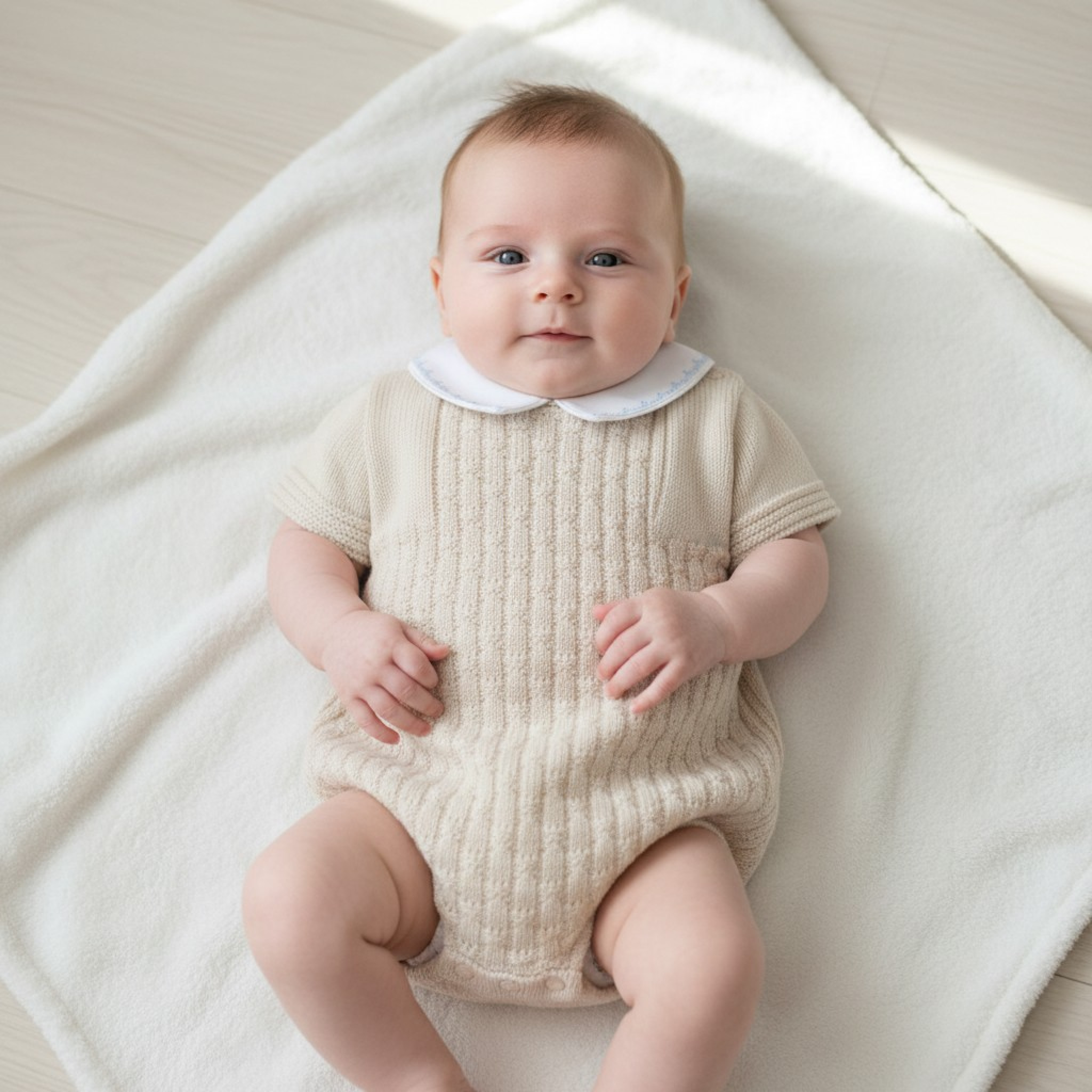 Pex B0784 * PX0874-N Cotton Natural Leon Romper (Newborn -6 months)