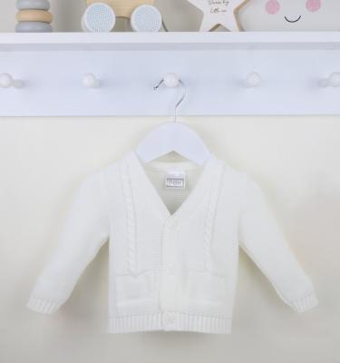 Pex B0208 * PX0877-W-A White Fletcher Cardigan (NB-6 months)