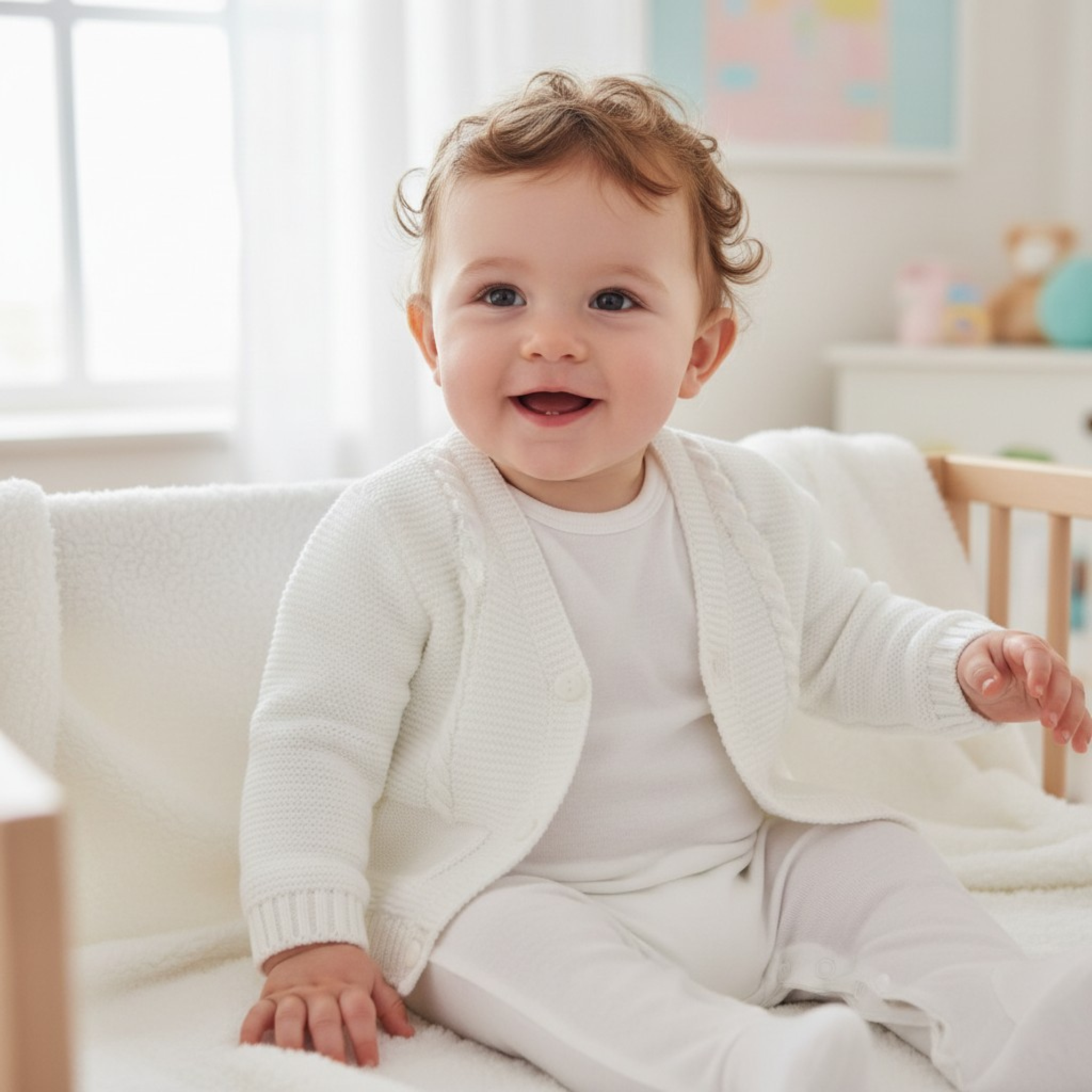 Pex B0877 * PX0877-W-B White Fletcher Cardigan (6-24 months)
