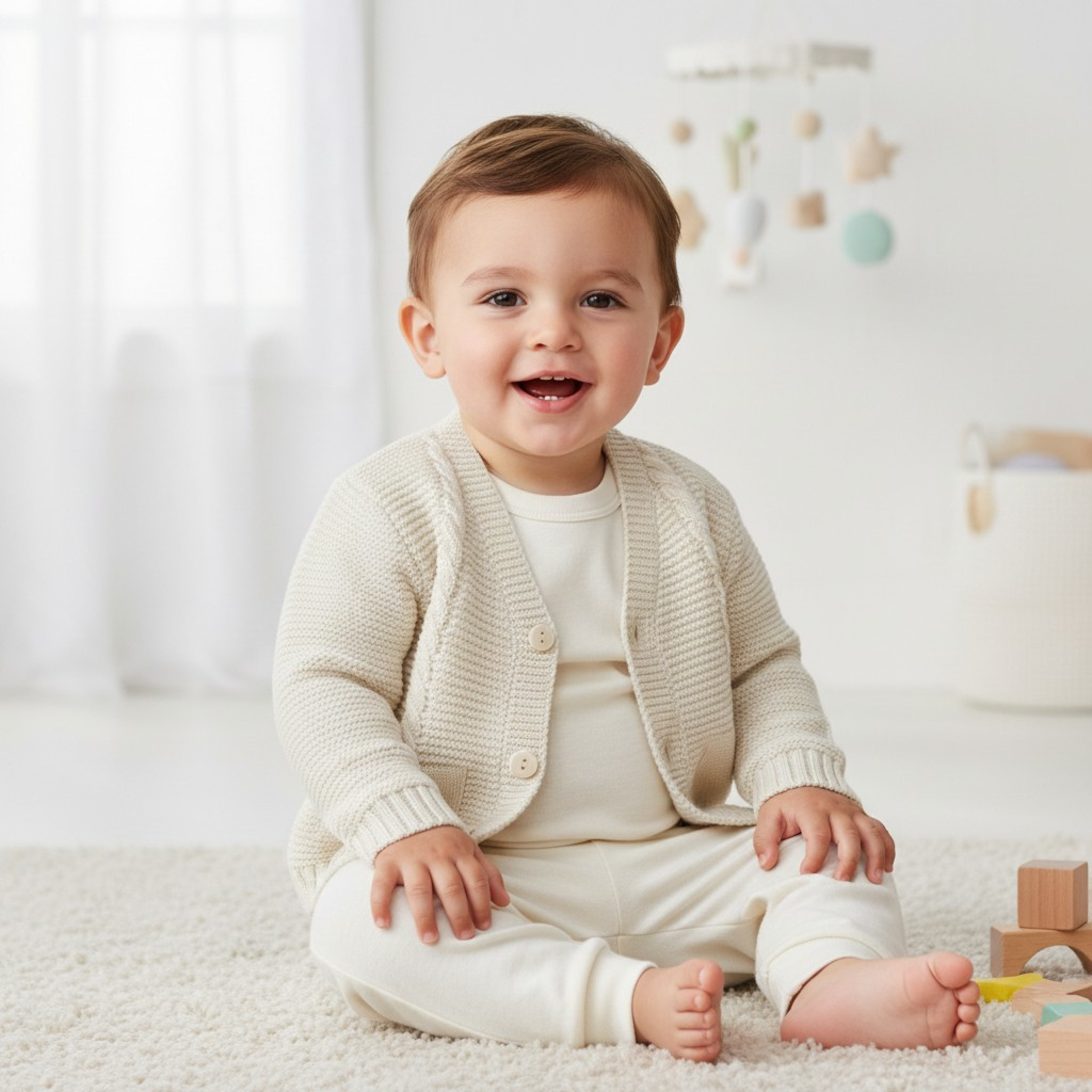 Pex B0877 * PX0877BIS-A Natural Fletcher Cardigan (NB-6 months)