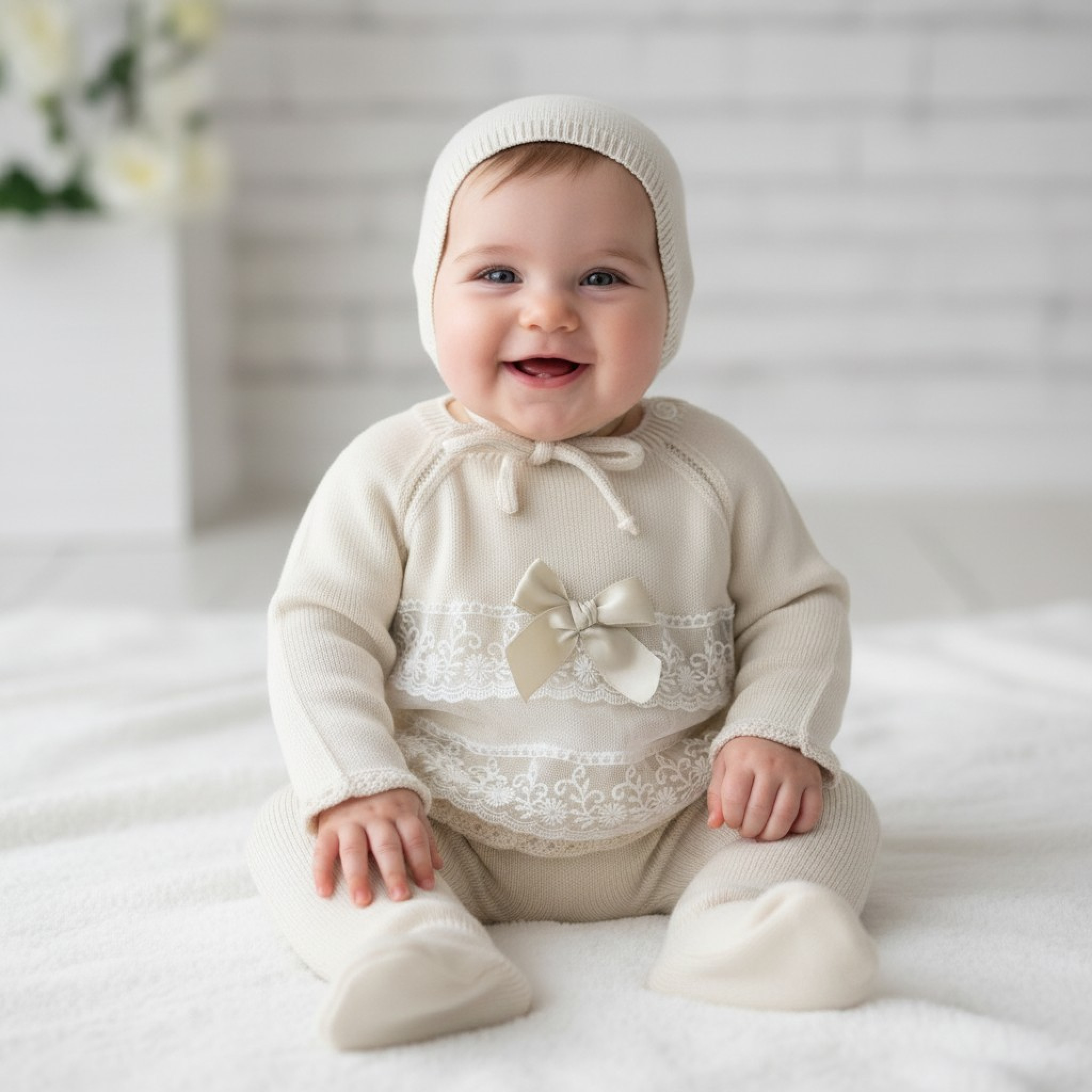 Pex B0933 * PX0933-N Arianna Lace and bow trimmed Suit(3-18 months)