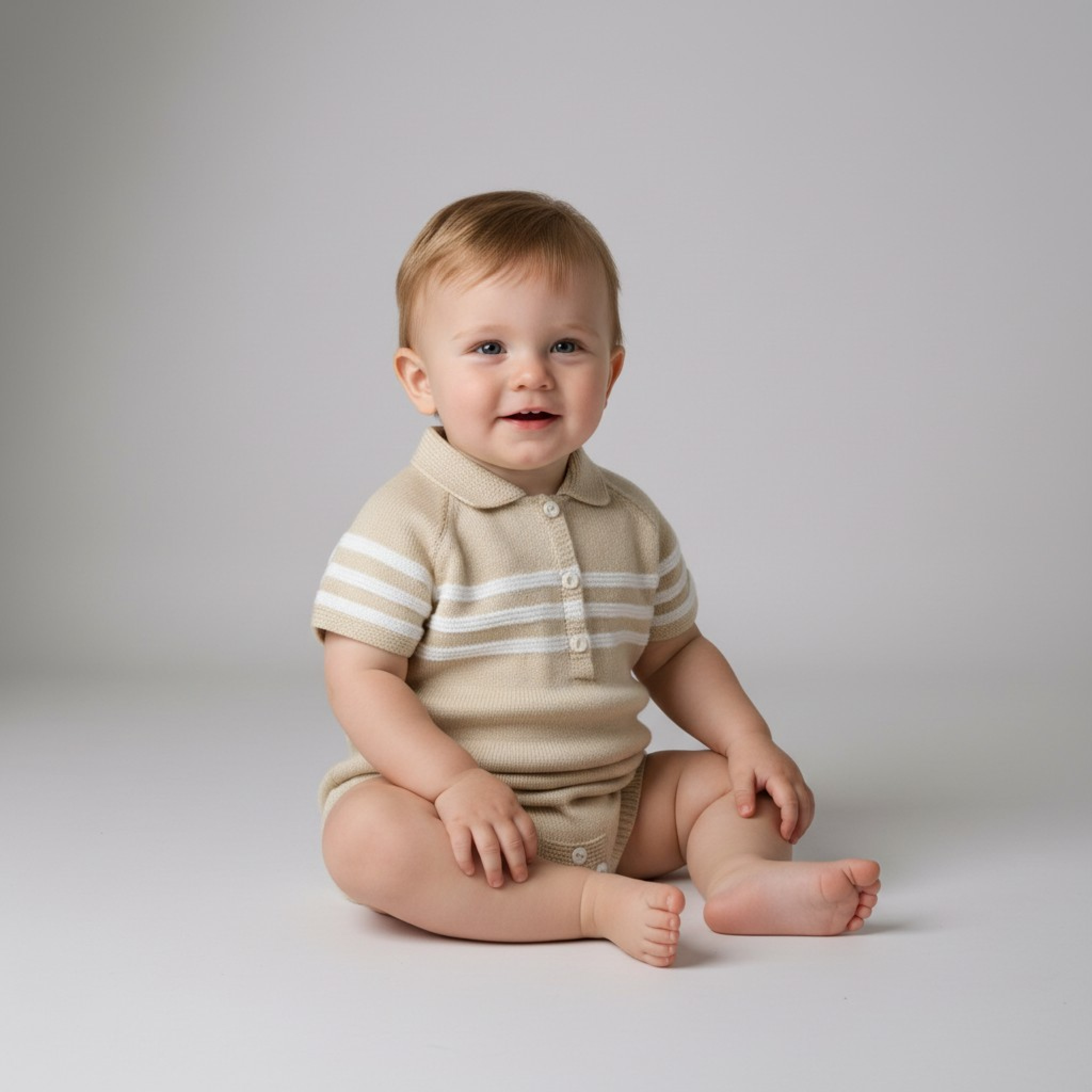 Pex   PX09430-N Mateo Natural Stripe Romper (9-24 months)