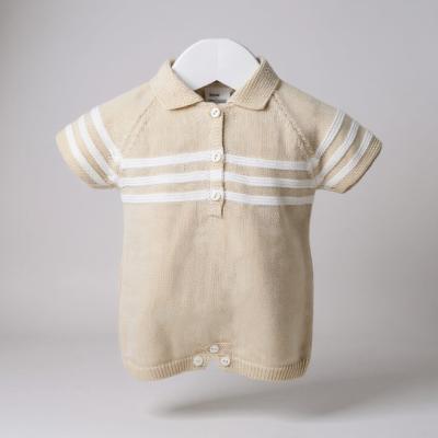 PX09430N  Mateo Natural Stripe Romper  (9-24 months)