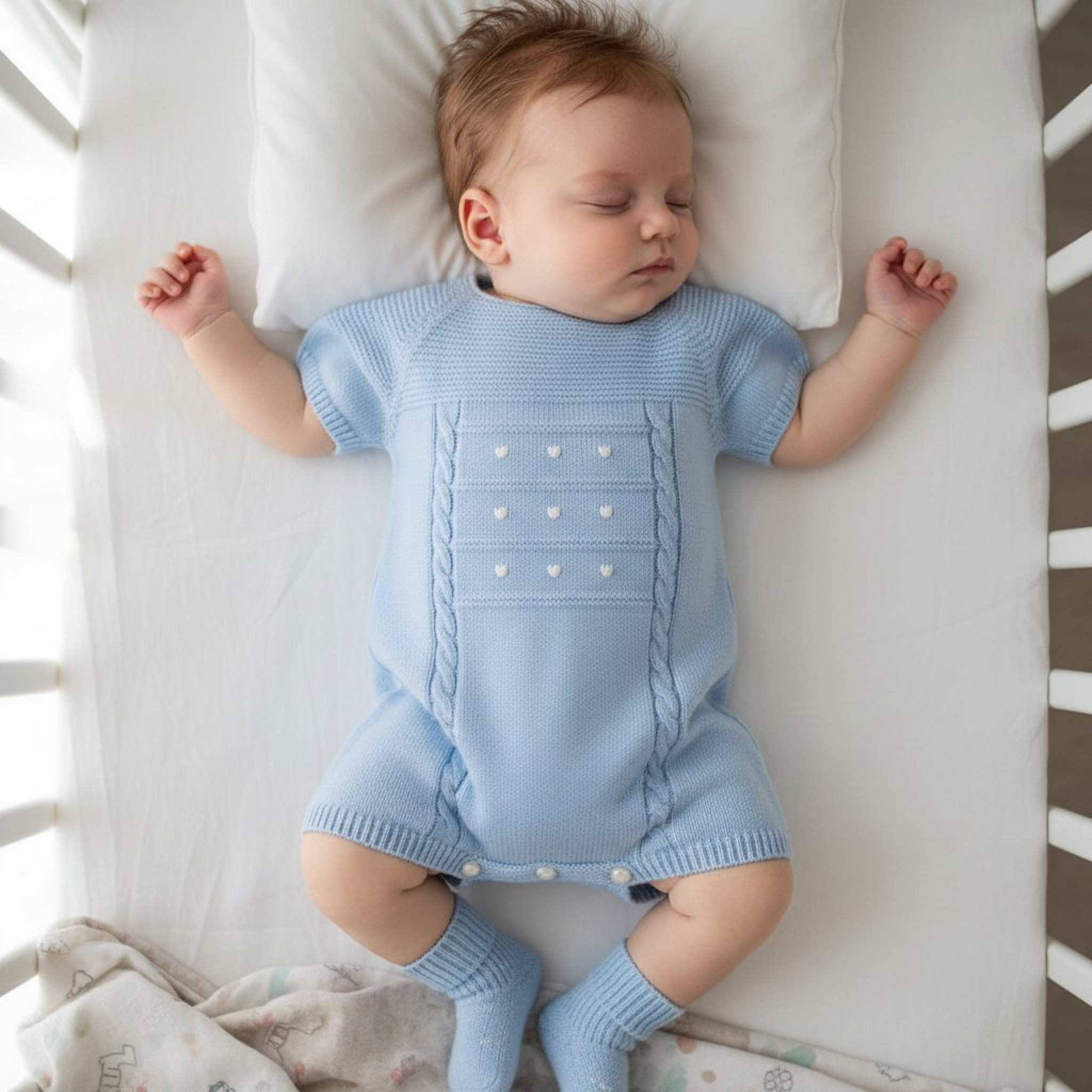 Pex B0946 * PX0946-B  Sky Blue Thomas Romper (0-9 months)