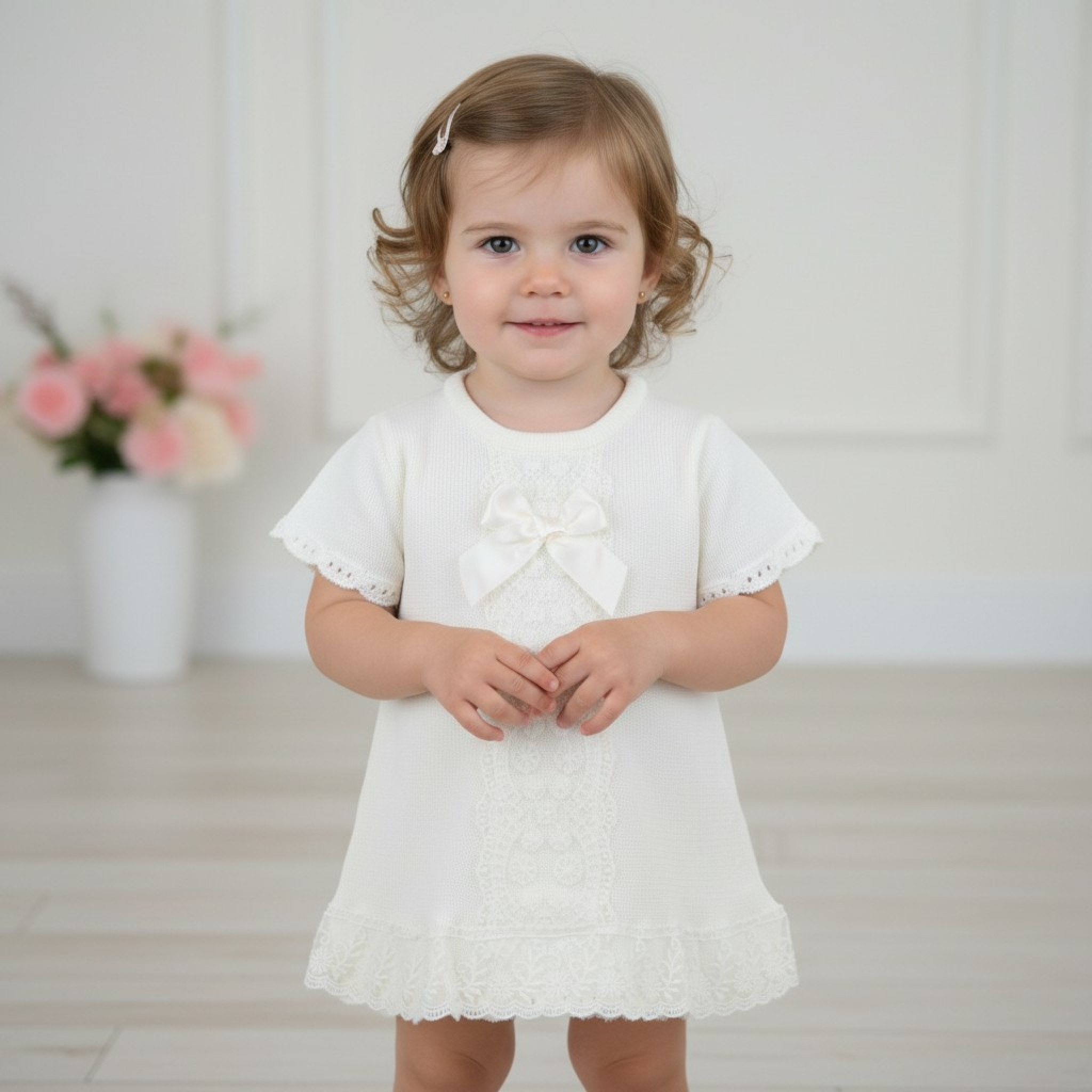 Pex B0955 * PX0955-I Lara Lace and Bow Trimmed Dress (3-18 months)
