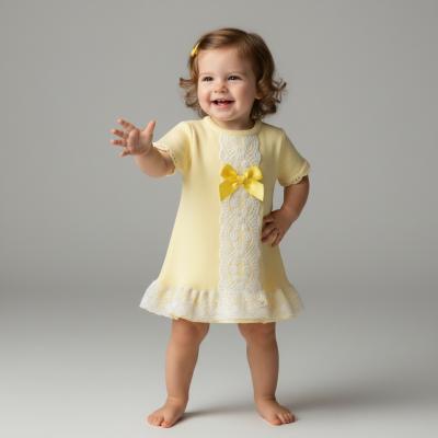 PX0955-Y  Lara Lace and Bow Trimmed Dress  (3-18 months)