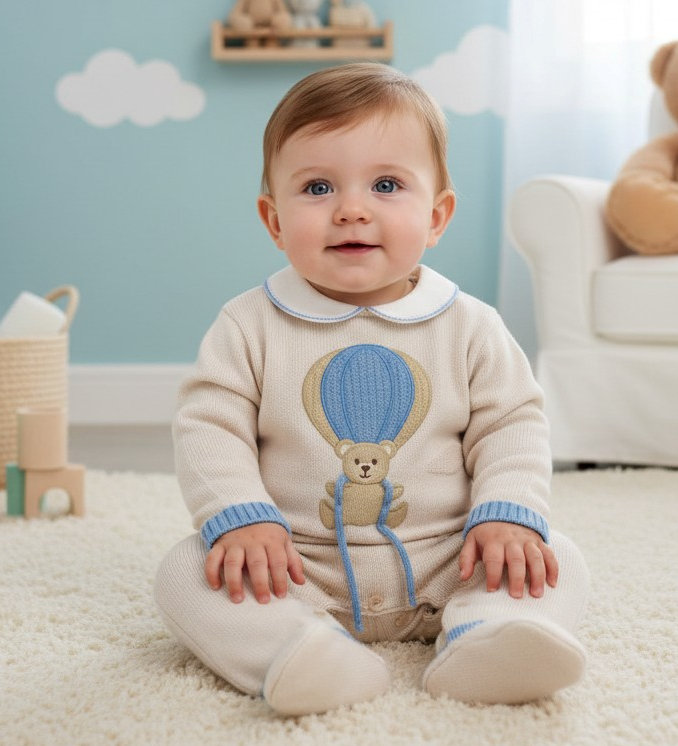 Pex B1025 * PX1025-S Hot Air Teddy Knitted Romper (Newborn - 12 months)