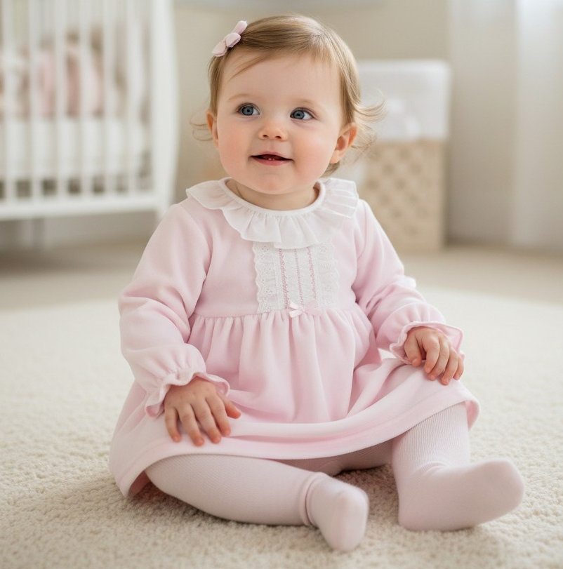 Pex B1034Pink * PX1032P-B Hannah Velour Dress(6-24 months)