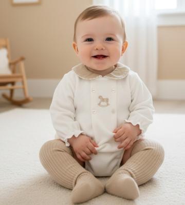 PX1036_B  Biscuit George Romper  (Newborn - 6 months)
