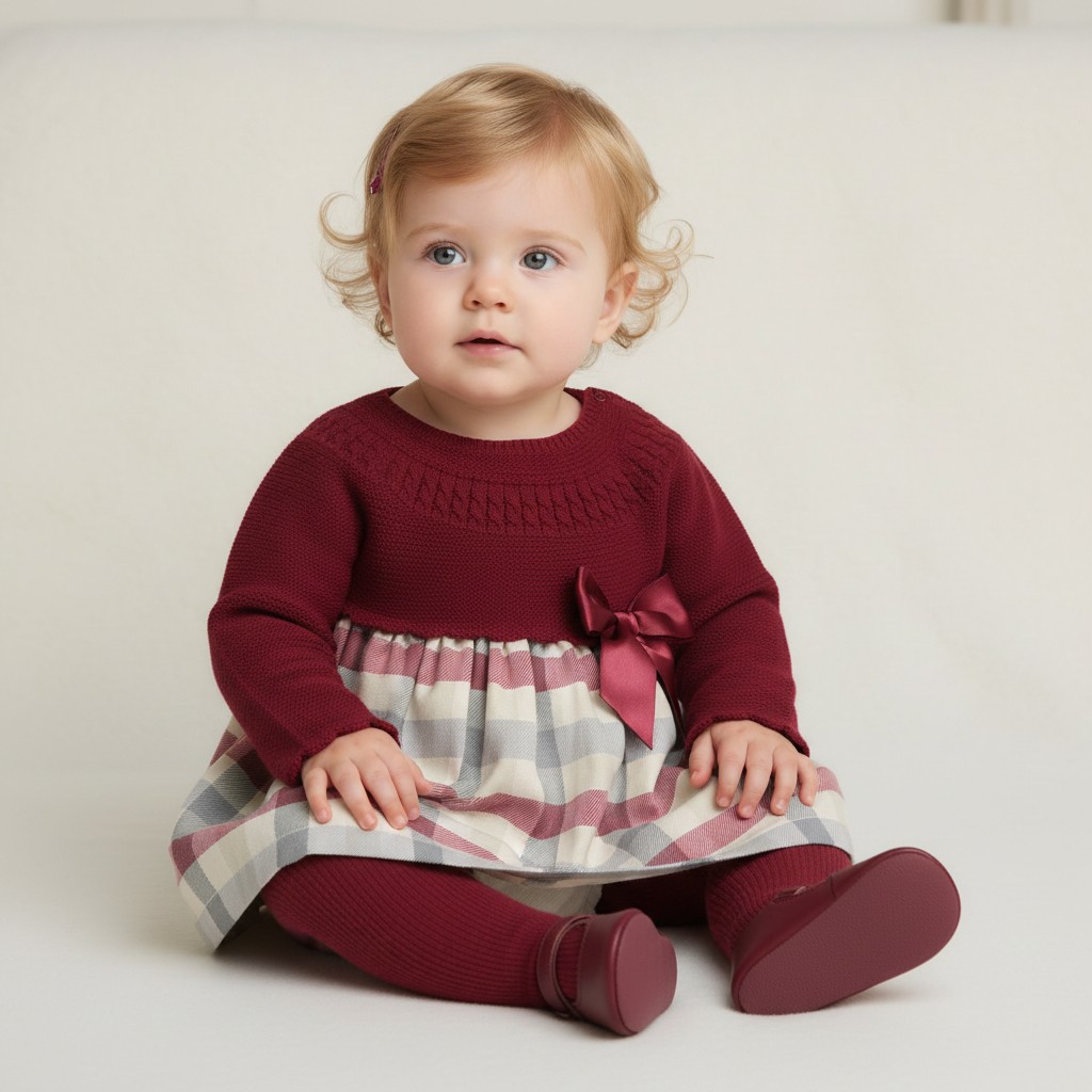Pex B0726 * PX1043-B-A Burgundy Liza Dress (Nb-9 months)