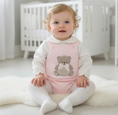 PX1107-P-B  Pink "Teddy" Dungaree Set  (9-24 months)