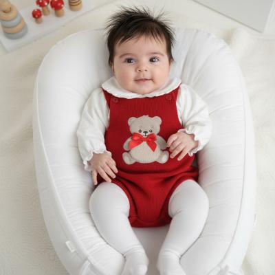 PX1107-R-A  Red "Teddy" Dungaree Set  (Nb-9 months)
