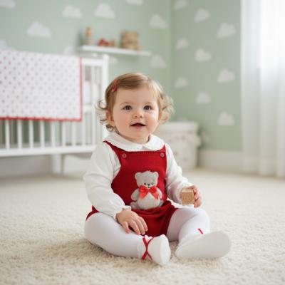 PX1107-R-B  Red"Teddy" Dungaree Set  (9-24 months)