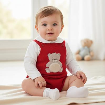 PX1110-R-A  Red"Teddy" Dungaree Set  (Nb-9 months)
