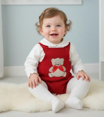 PX1110-R-B  Red"Teddy" Dungaree Set  (9-24 months)
