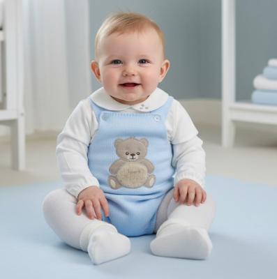 PX1110-S-A  Sky"Teddy" Dungaree Set  (newborn - 9)