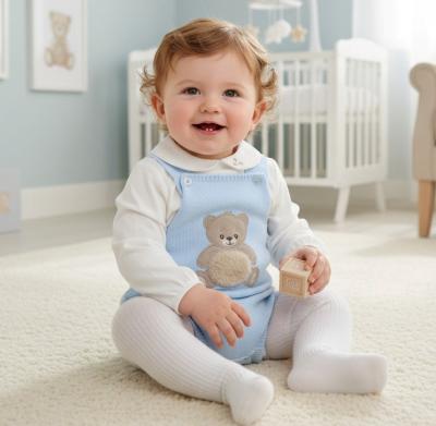 PX1110-S-B  Sky"Teddy" Dungaree Set  (9-24 months)