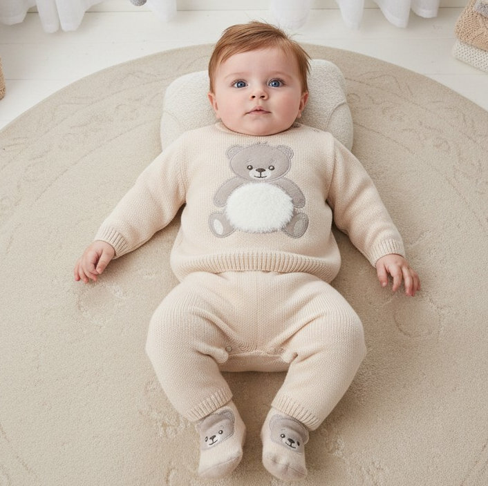 Pex B1107 * PX1111-N-A Sky"Teddy" Top and Trousers Set (NB-9 months)