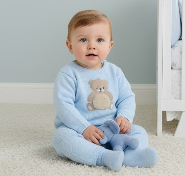 Pex B1107 * PX1111-S-B Sky"Teddy" Top and Trousers Set (9-24 months)