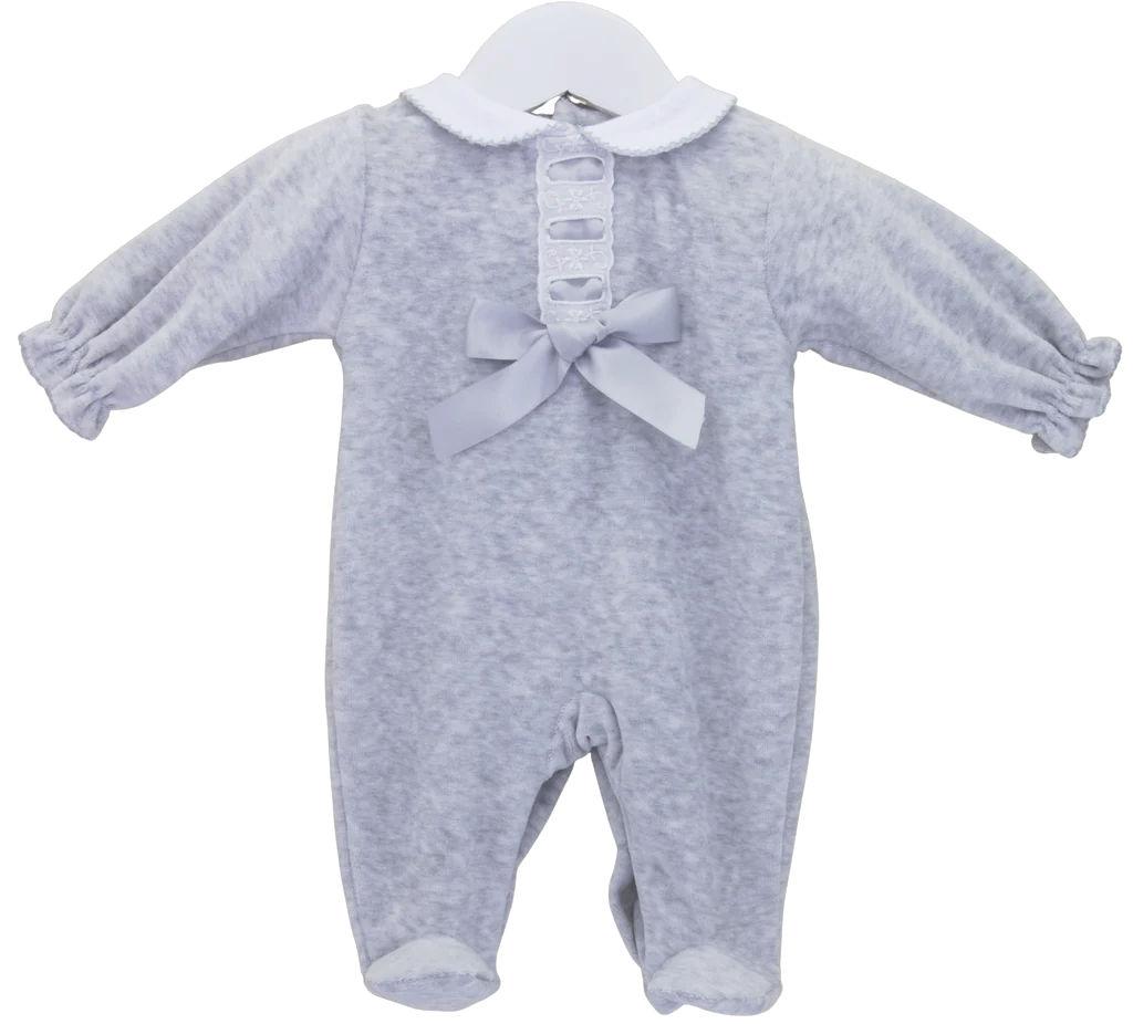 Pex B868901205 * PX8689_AIO_Si Silver Velour Bow All In one (NB-6 months )