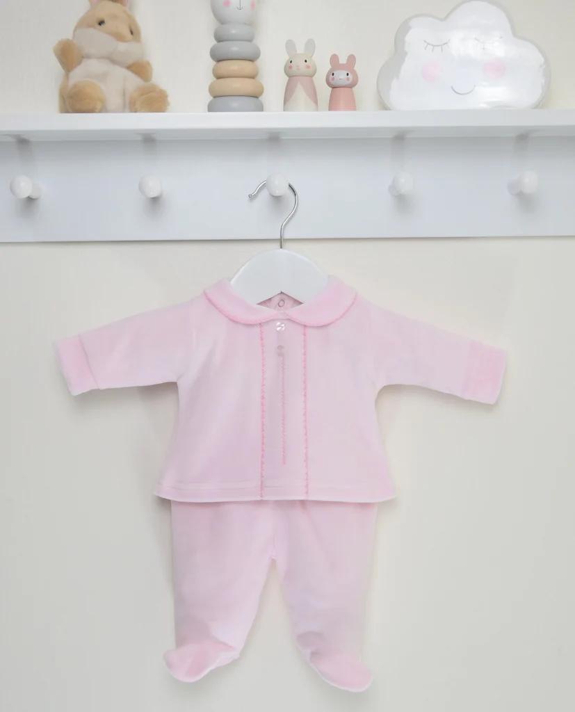 Pex  * PX8874_Pink Classic velour set (NB-3 months )