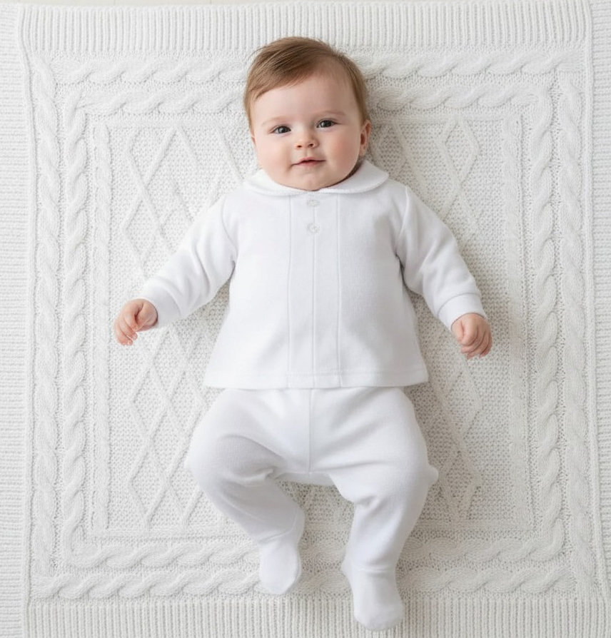 Pex B887400 Classic * PX8874_W White Classic Velour Two Piece Set (NB-6m)