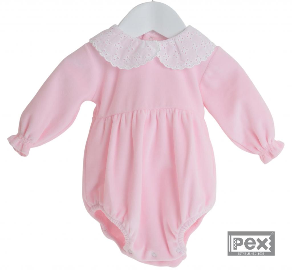 Pex  * PX9872-P Pink Velour Nova Romper (NB-6 months)