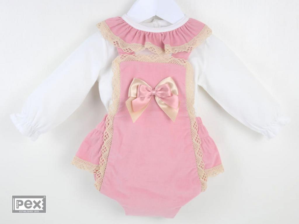 Pex B9868 * PX9968 Gilly "Bow and Lace" Short Dungaree Set (3-18m)