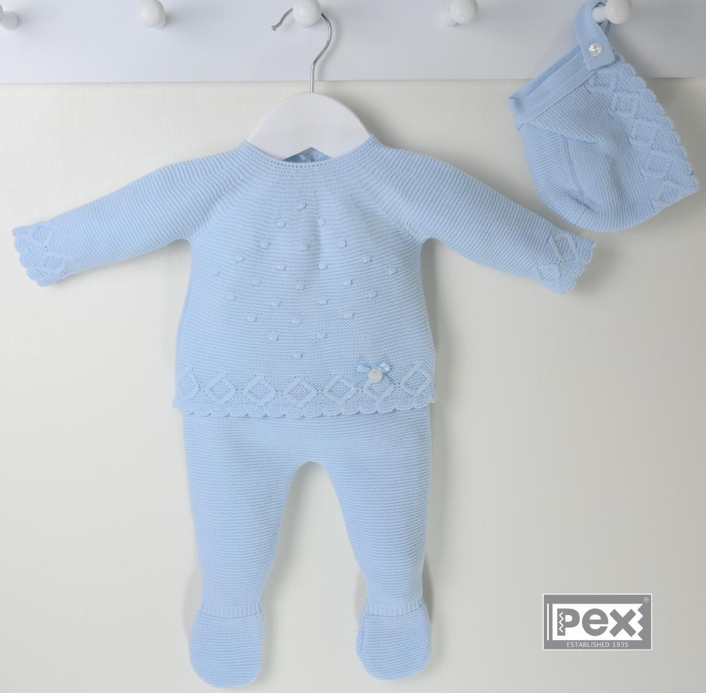 Pex China * PXB0014-B Sky Bue Emmy Outfit with Bonnet (3-12 months)