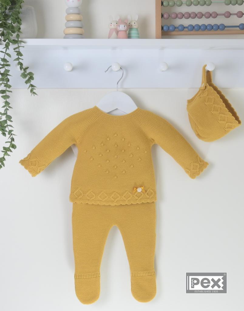 Pex China * PXEmmy-M Mustard Yellow Emmy Outfit with Bonnet (3-12 months)