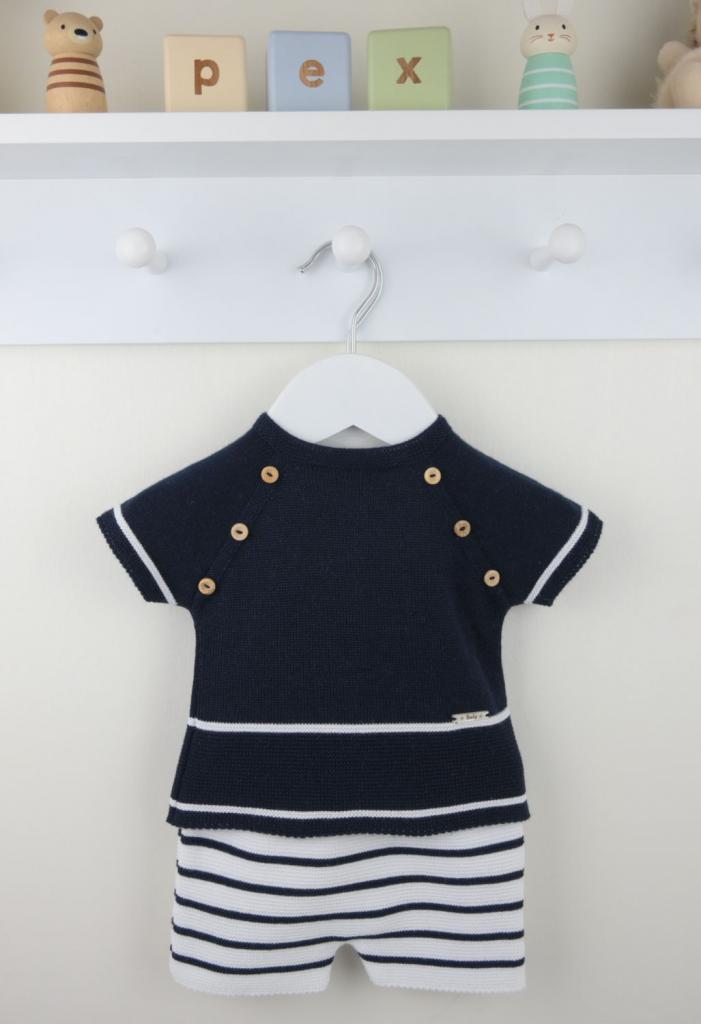 Pex B0552  PX0552N Casper Navy Knit Set (Nb -6months)