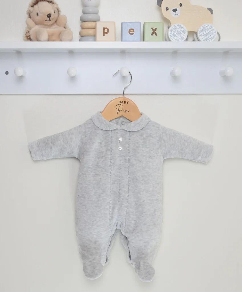 Pex  * PX7177_AIO_G Grey Classic Velour All In One (NB-6 months )